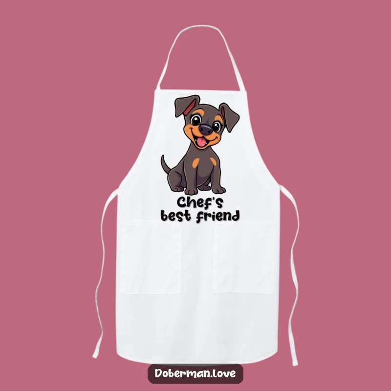 Funny Kawaii Doberman Tail Wag Apron: Cook with Energetic Flair