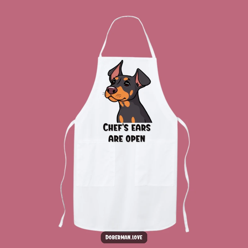 Funny Doberman Apron: Kitchen Alert with Perked Ears!