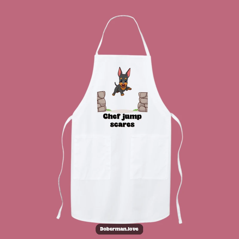 Funny Wobbly Doberman Jump Apron: Cute Dog Kitchen Gift