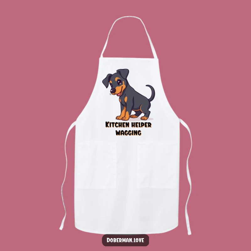 Funny Doberman Puppy Apron Floppy Ears for Kitchen Cuteness Funny Gift