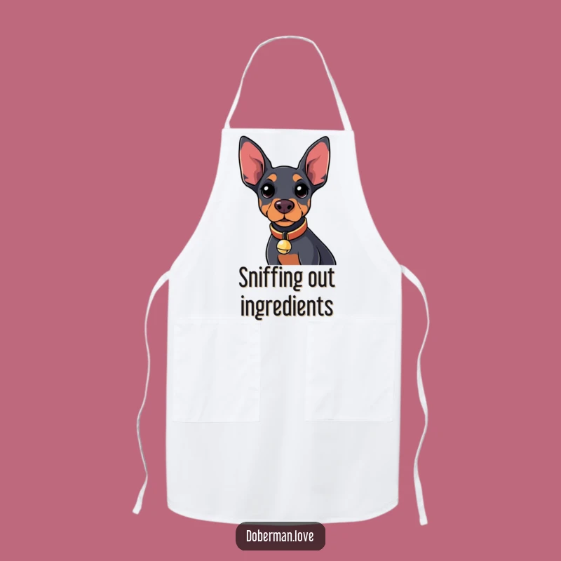 Funny Kawaii Doberman Bell Apron: Kitchen Fun for Dog Lovers