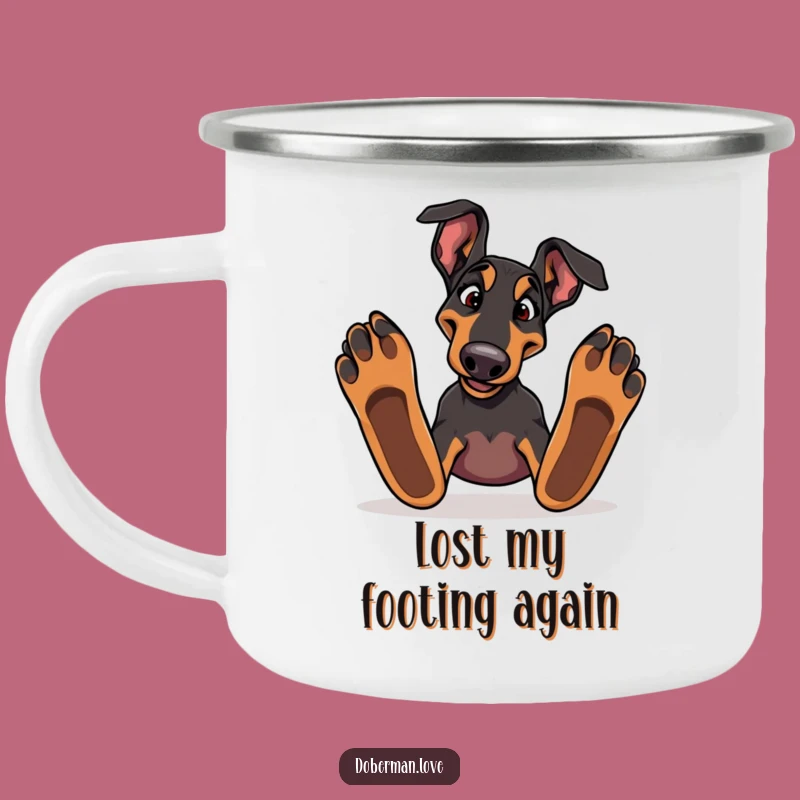 Adventure Funny Doberman Tripping Camping Mug: Sip with Laughter Outdoors