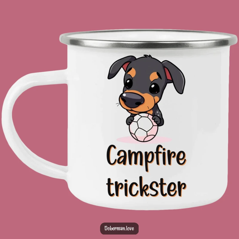 Funny Kawaii Doberman Ball Balance Camping Mug: Adventure Focus