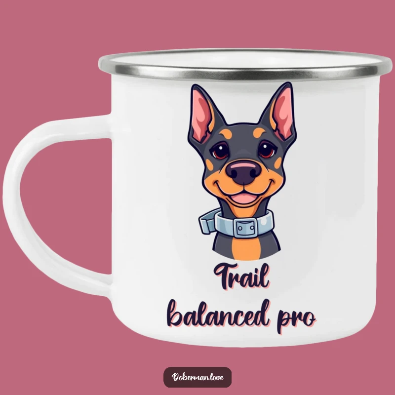Adventure Ready Funny Kawaii Doberman Camping Mug: Collar Balance - Gift Idea