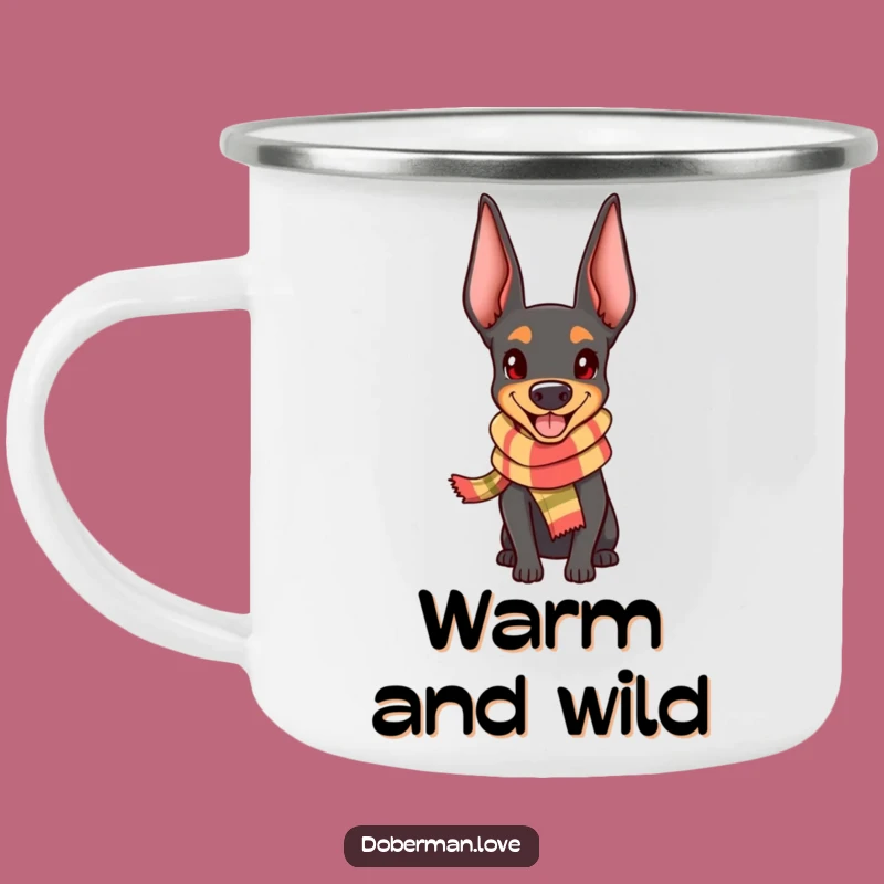 Funny Happy Doberman Camping Mug - Cheerful Outdoor Gift