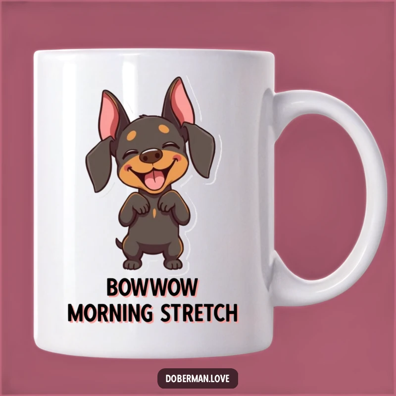 Funny Joyful Doberman Bow Mug: A Hilarious Gift for Dog Lovers