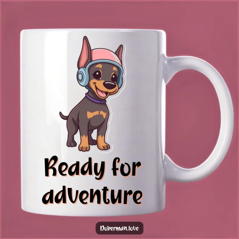Funny Doberman Puppy Mug: Helmeted Protector, Perfect Funny Gift