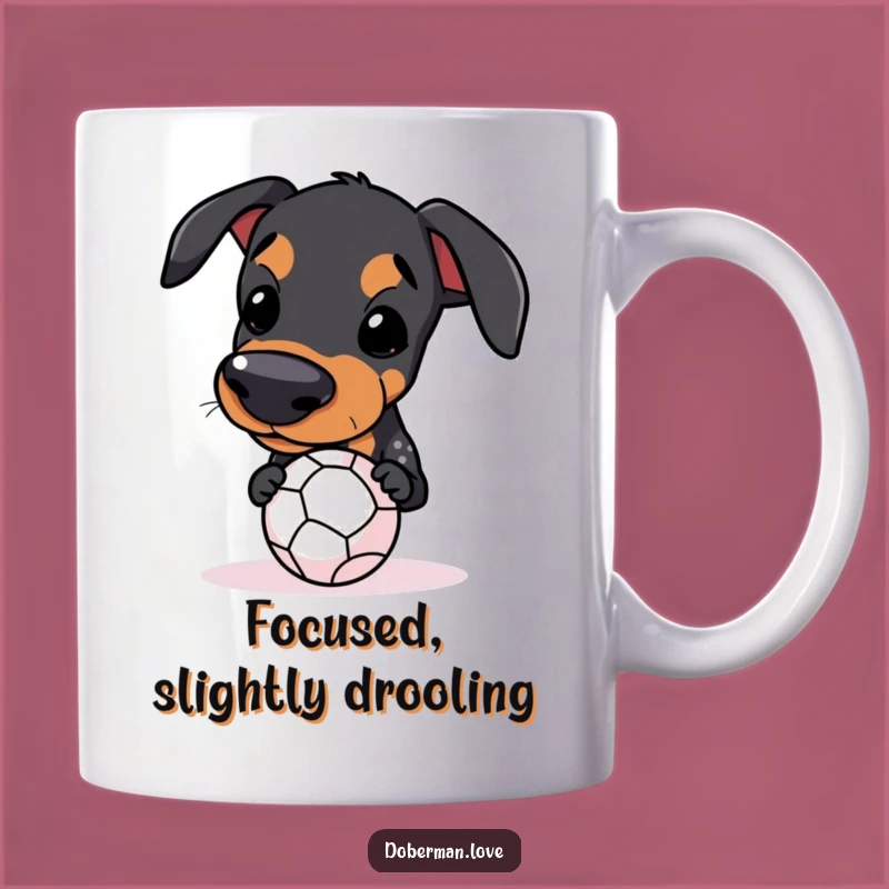 Funny Kawaii Doberman Ball Balance Mug: Hilarious Pup Gift for Dog Lovers