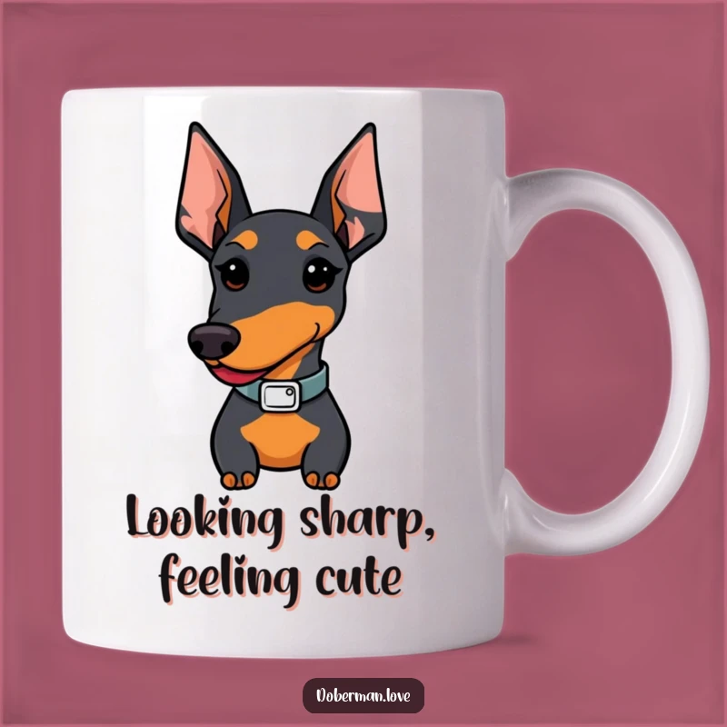 Funny Kawaii Doberman Proudly Showing Off Stylish Collar Mug - Perfect Gift Idea