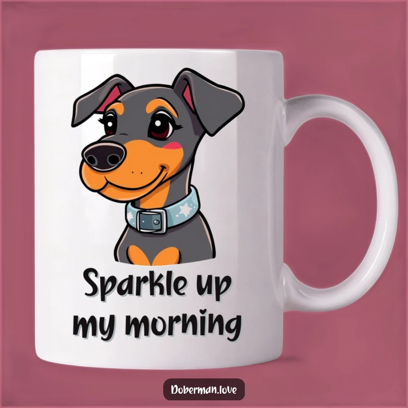 Funny Whimsical Doberman Sparkle Collar Mug - Chic Dog Lover Gift Idea