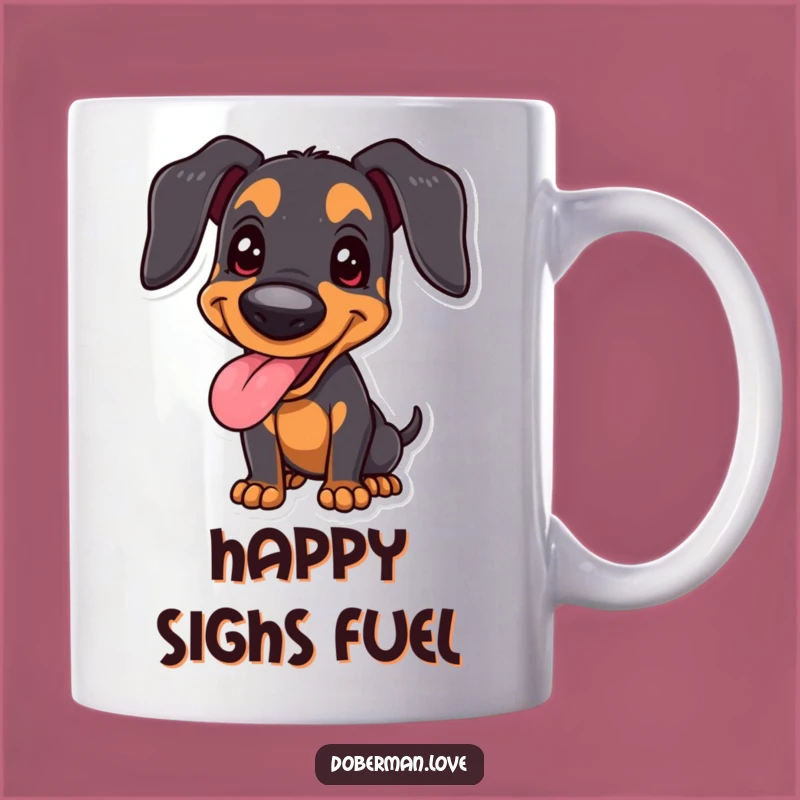 Funny Joyful Doberman Mug, Happy Panting Dog, Proud Stance - Perfect Pet Gift