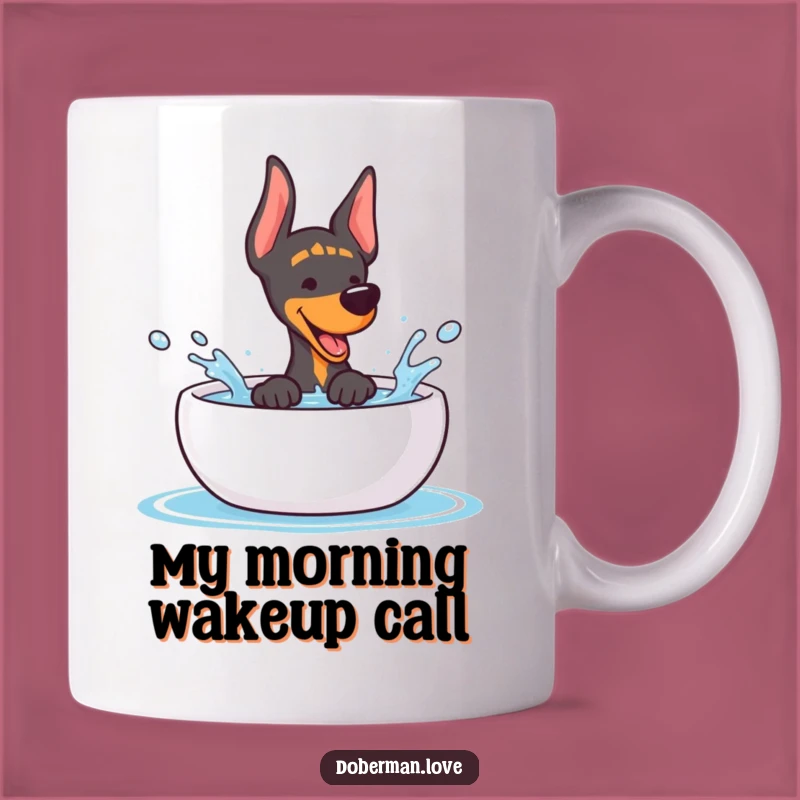 Funny Kawaii Doberman Water Splash Mug - Adorable Guard Dog Gift