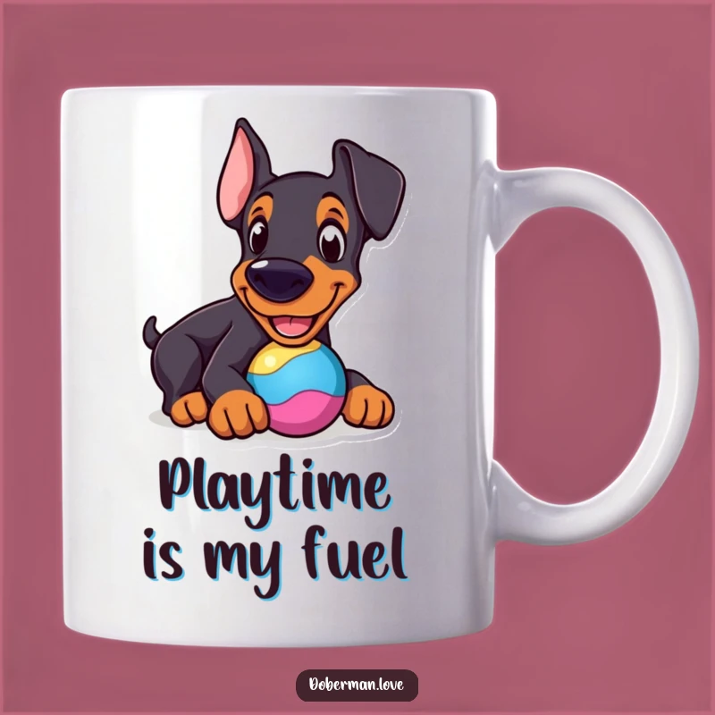 Funny Cheerful Doberman Toy Mug: Playful Dog Lover Gift, Hilarious