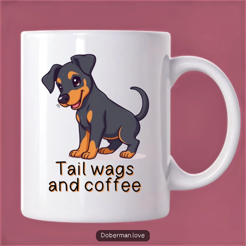 Funny Doberman Puppy Mug Floppy Ears Wagging Tail Hilarious Funny Gift