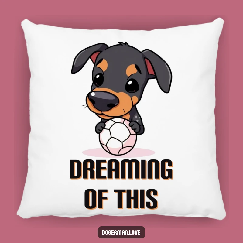 Funny Kawaii Doberman Ball Balance Pillow: Cozy & Determined Pup Decor