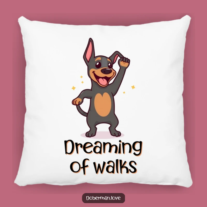 Funny Happy Doberman Tail Wag Pillow: Cozy Dog Accent Gift