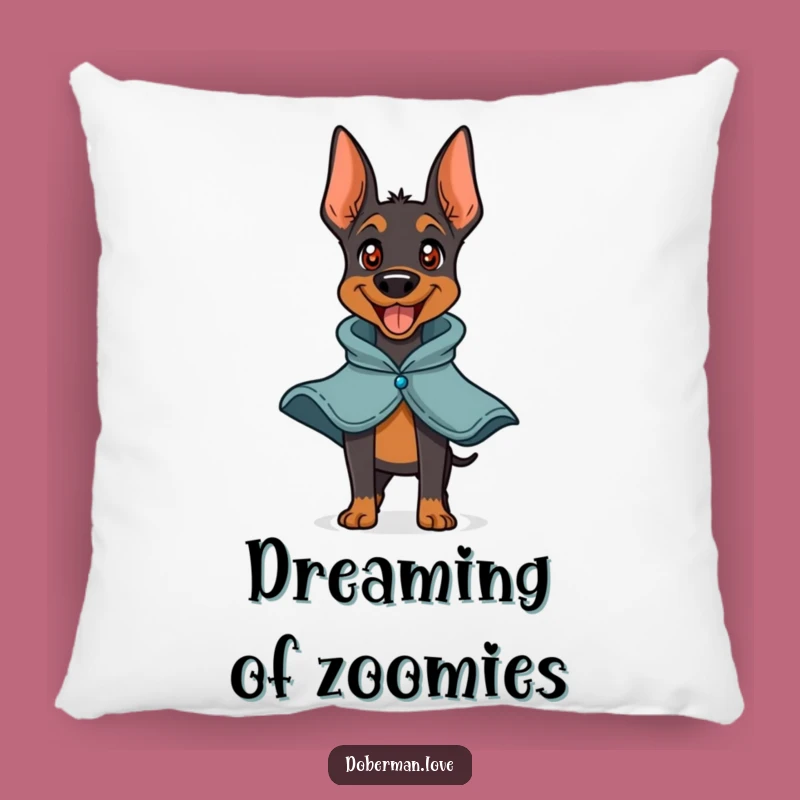 Cozy Funny Doberman Hero Pillow: Cape Comfort - Cute Funny Gift