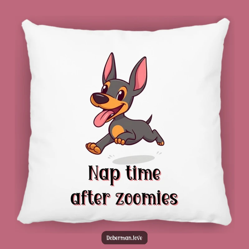 Funny Doberman Pillow: Cozy Up with Joyful Tongue Out Comfort