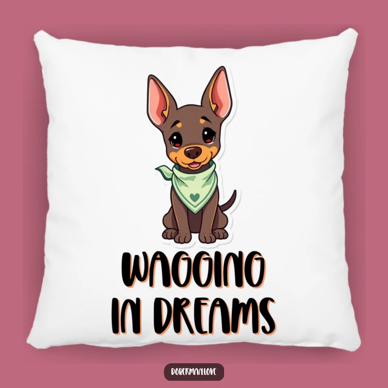 Funny Kawaii Doberman Bandana Pillow: Cozy & Happy Pup Accent
