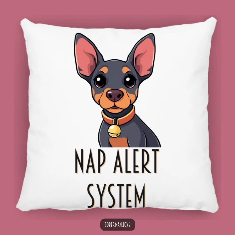 Funny Kawaii Doberman Bell Pillow: Cozy & Curious Pup Accent