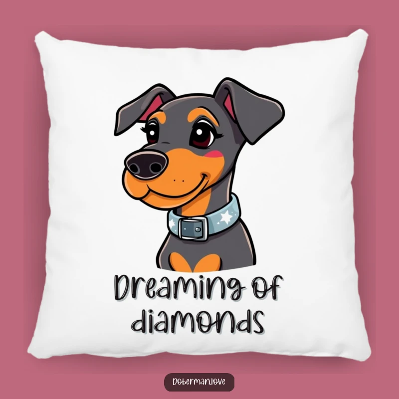 Funny Whimsical Doberman Sparkle Pillow - Chic Comfort Dog Decor Gift