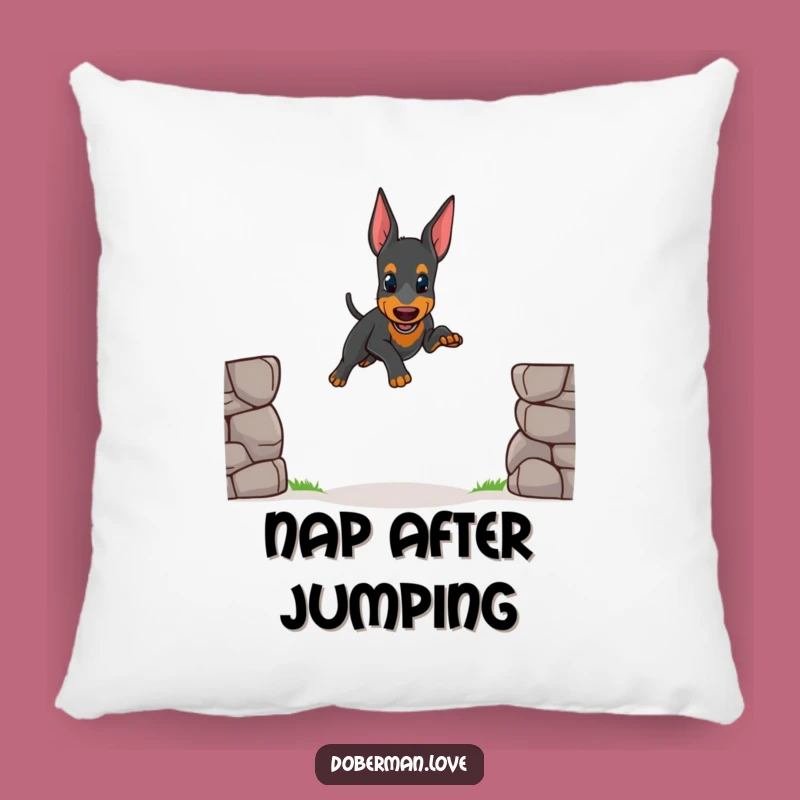 Funny Wobbly Doberman Jump Pillow: Cozy Puppy Accent Gift