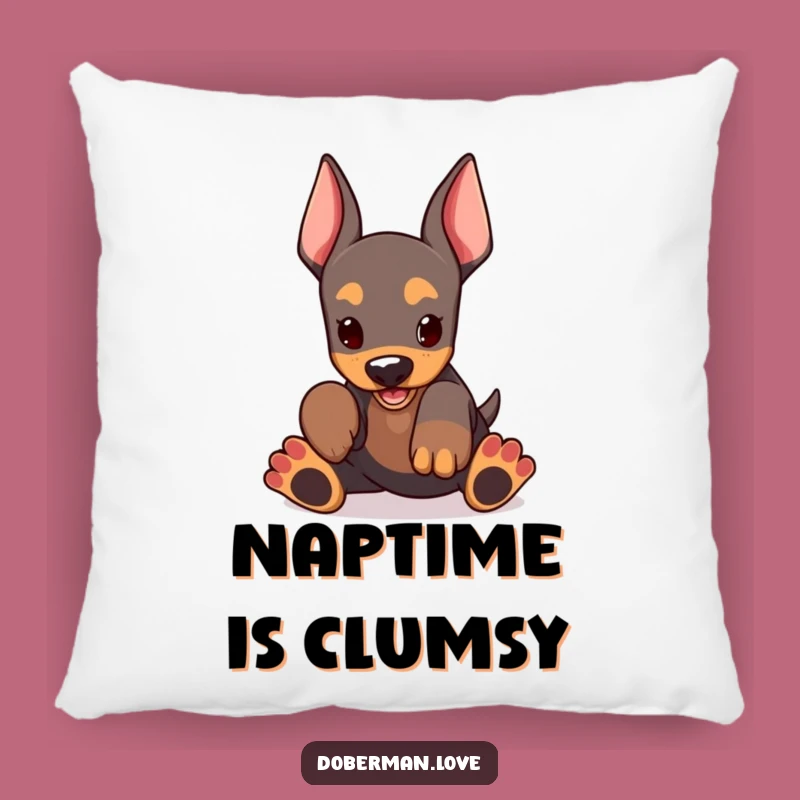 Funny Kawaii Doberman Pillow: Oversized Paws Playing, Comfy & Cute Gift
