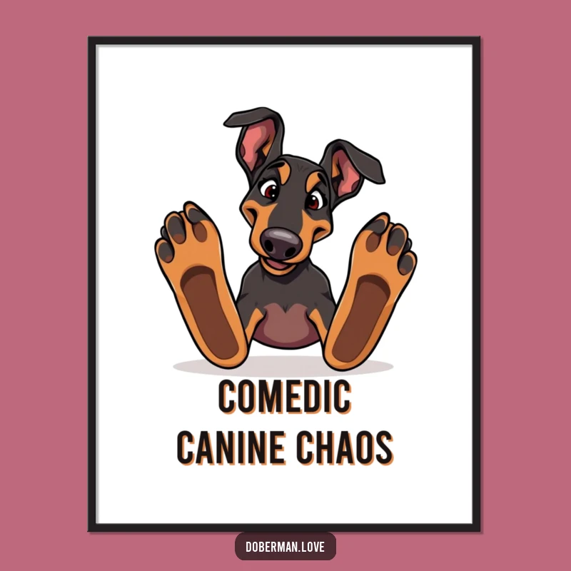 Funny Doberman Tripping Digital Art Print: Instant Comedy for Walls, Unique Funny Gift