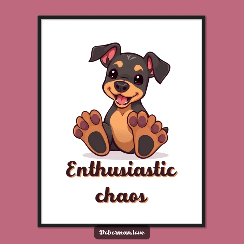 Doberman Puppy Play Digital Art - Funny Oversized Paws Print Gift