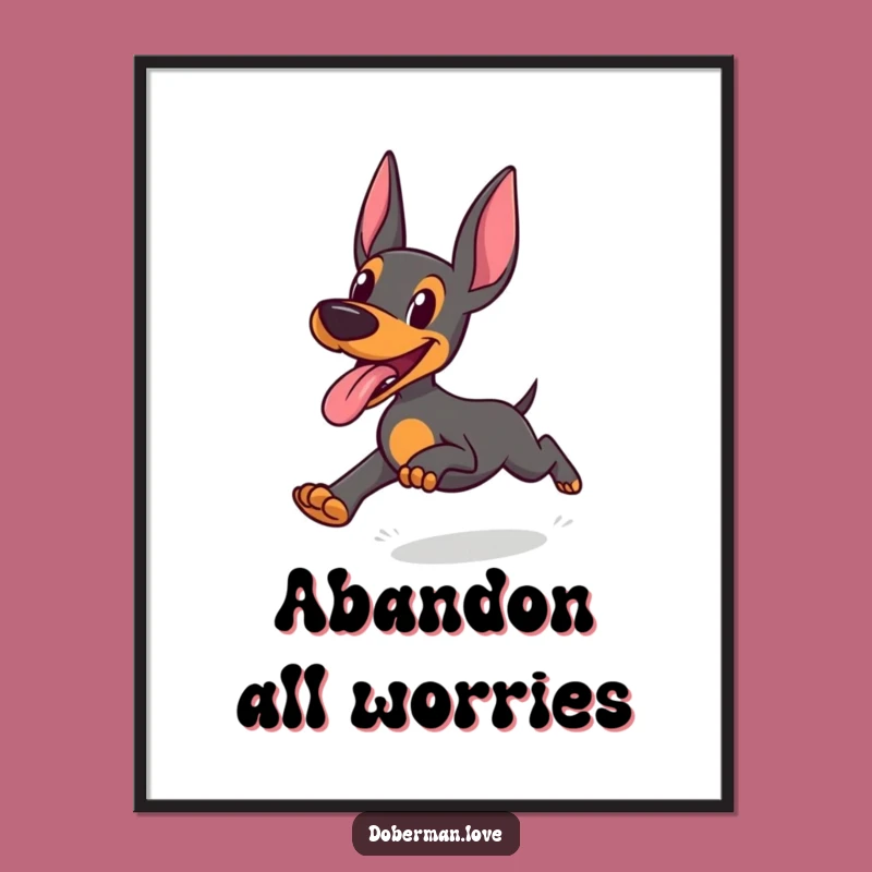 Funny Doberman Digital Art: Joyful Tongue Out Runner Print