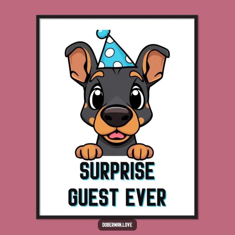 Funny Surprised Doberman Digital Art - Instant Party Download
