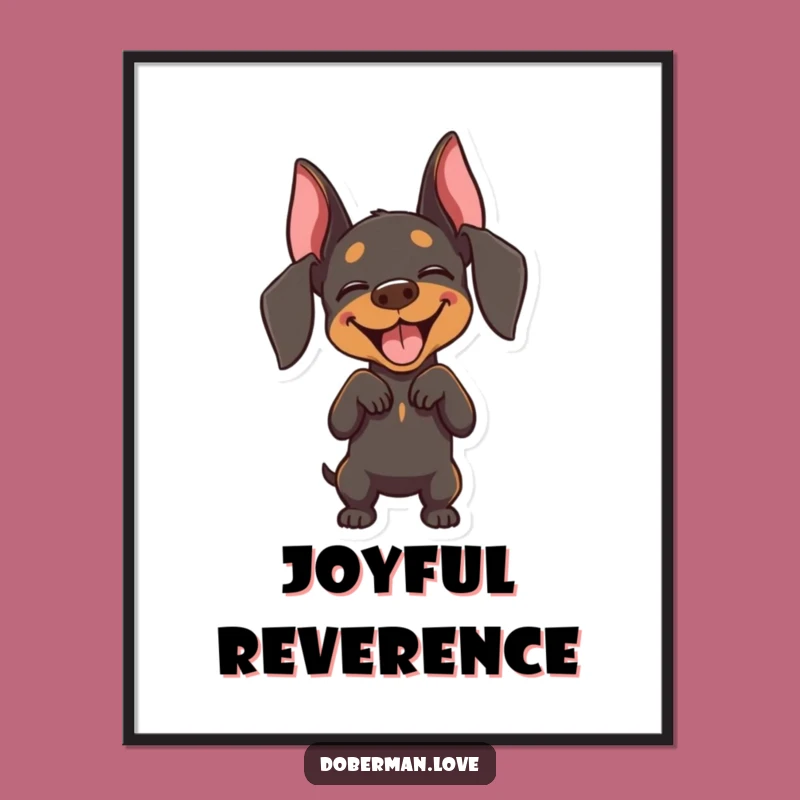 Funny Joyful Doberman Bow Digital Art: Instant Happiness Download!
