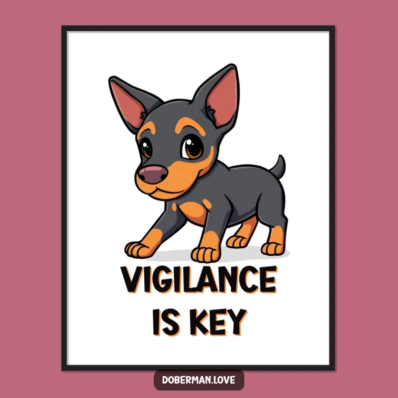 Funny Protective Doberman Digital Print - Kawaii Guard Wall Art, Gift