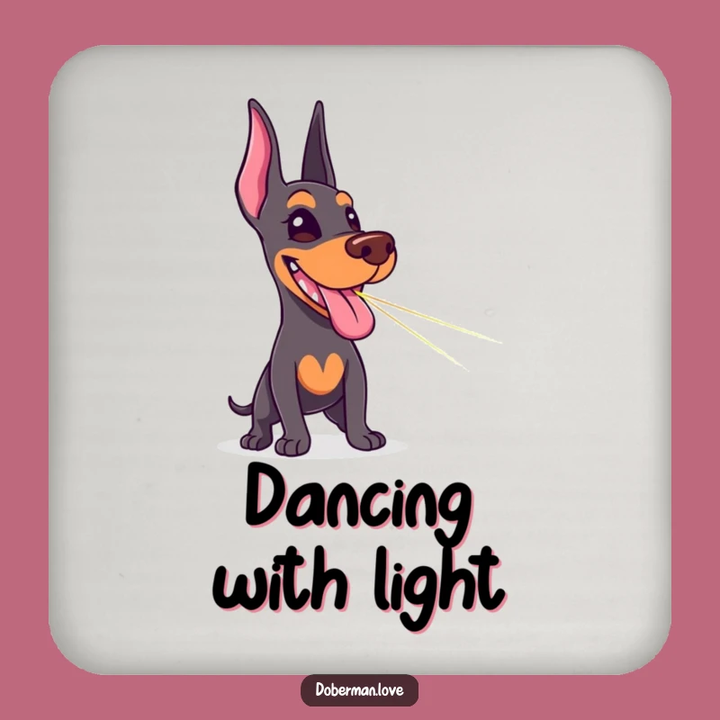 Funny Doberman Laser Chase Drink Coaster: Protect Surfaces with Fun!