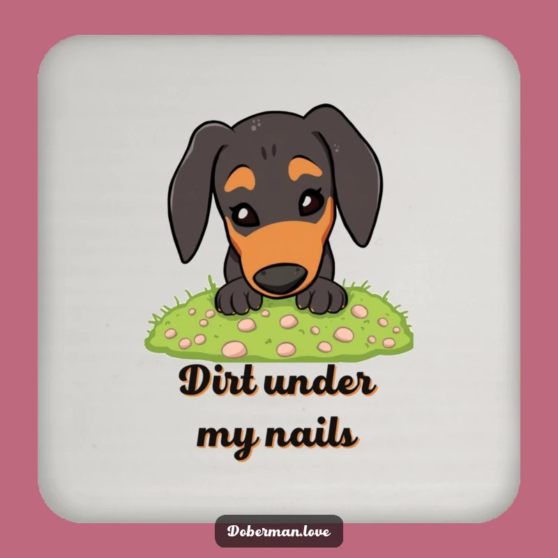 Funny Doberman Digging Moss Coaster: Energetic Dog Protection, Gift Set