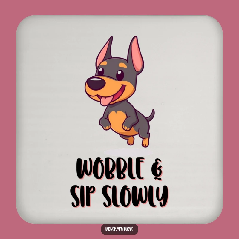 Funny Chubby Doberman Coaster: Protect Surfaces with Hilarious Wobbly Trot Style!