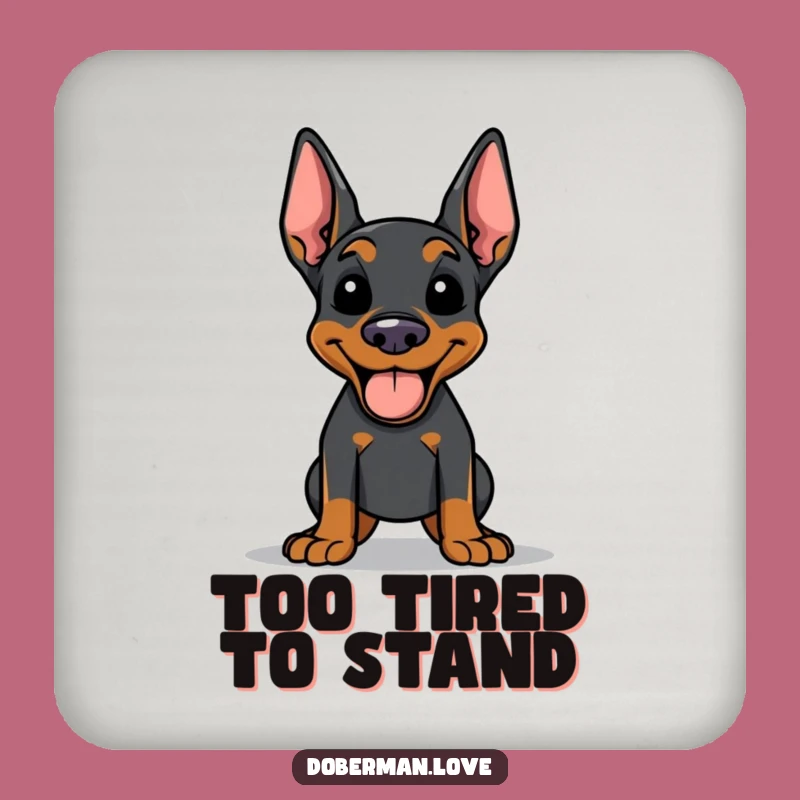 Funny Doberman Coaster Set: Happy Panting Dog Protection, Hilarious Gift for Pet Owners