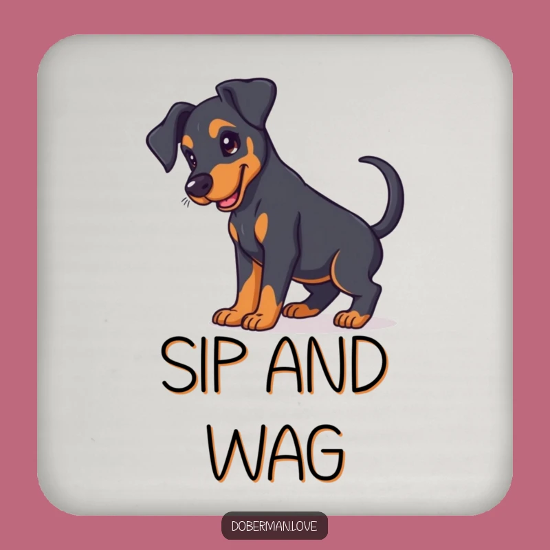 Funny Doberman Puppy Coaster Set Floppy Ears Protect Surfaces Funny Gift