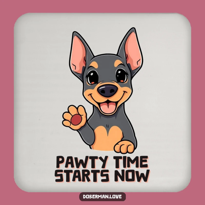 Funny Kawaii Doberman Coaster Set: Protect Surfaces with Paw, Unique Funny Gift