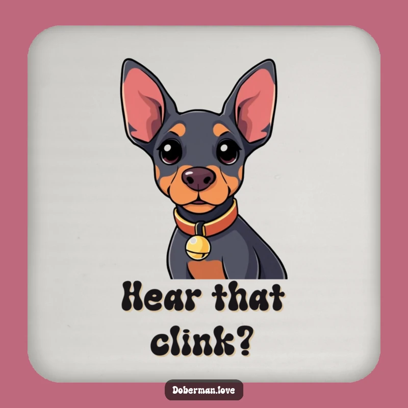 Funny Kawaii Doberman Bell Coaster: Protect Surfaces with Cute Humor