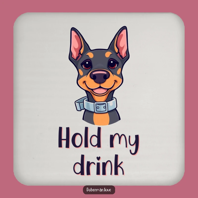 Funny Kawaii Doberman Drink Coaster: Collar Balance Style - Cute Funny Gift
