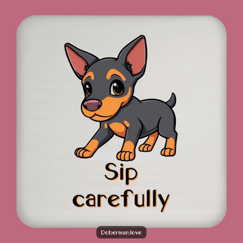 Funny Protective Doberman Coaster Set - Kawaii Guard Protection, Gift