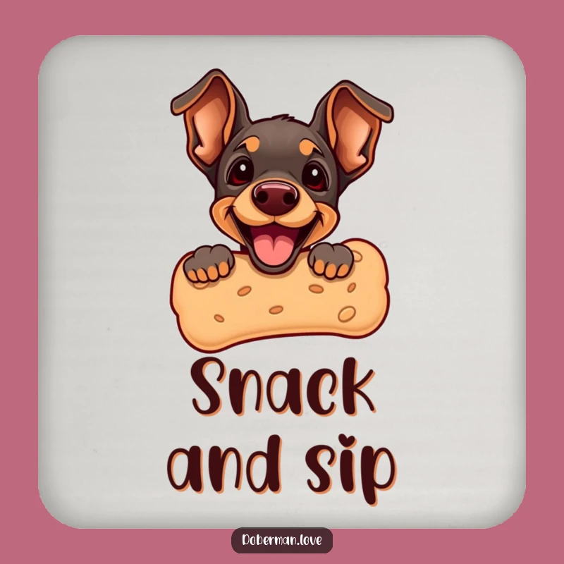 Funny Doberman Puppy Biscuit Drink Coaster: Biscuit Buddy Protection - Cute Funny Gift