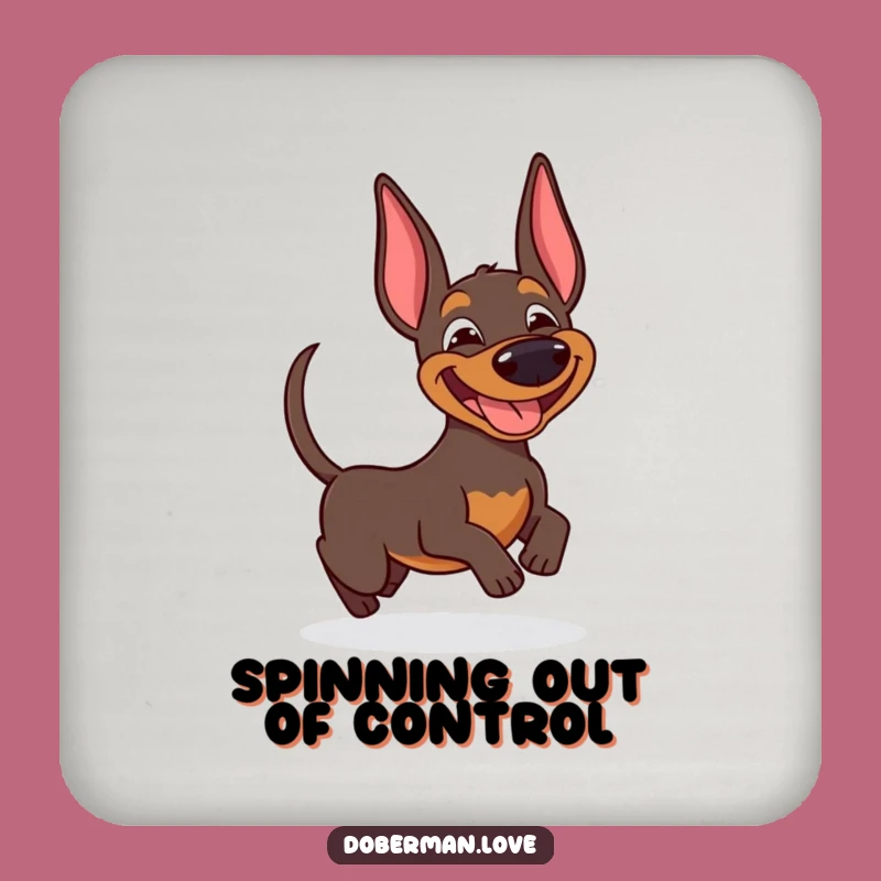 Funny Doberman Tail Chase Coaster Set: Hilarious Dog Drink Protection