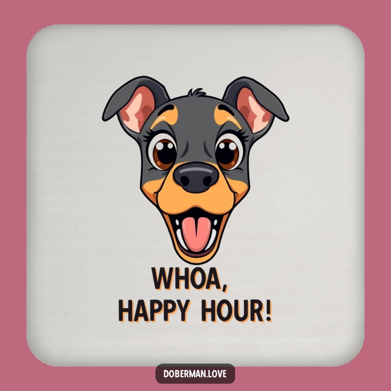 Funny Surprised Doberman Coaster: Add a Shock to Your Table