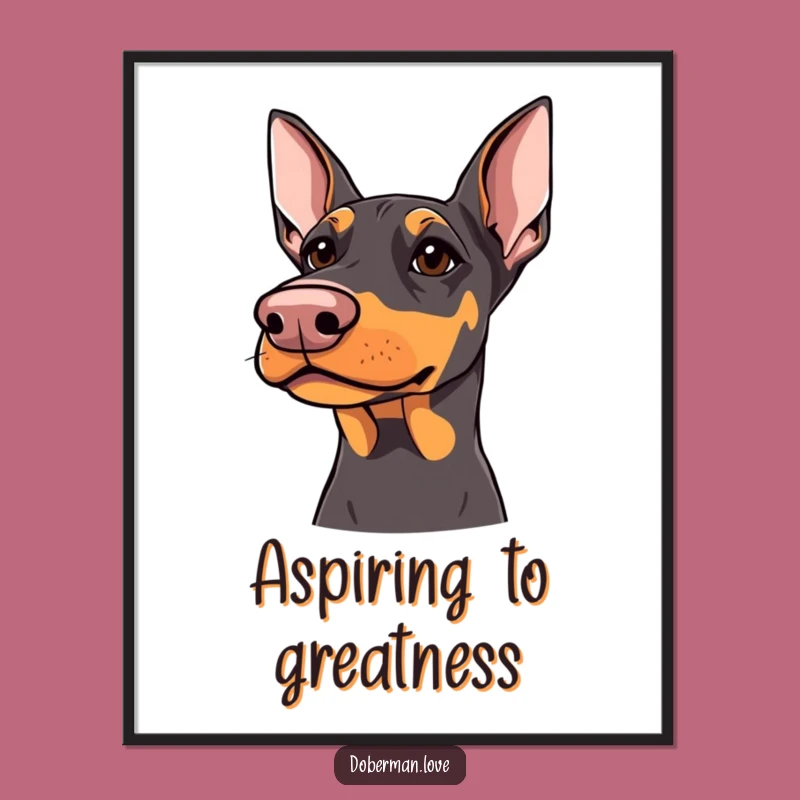 Funny Doberman Poster: Kind Eyes Upward Gaze Art Print