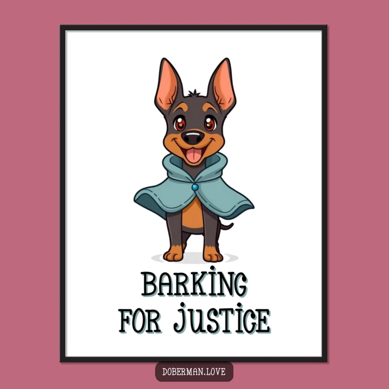 Funny Doberman Hero Poster: Happy Barking Art - Perfect Funny Gift