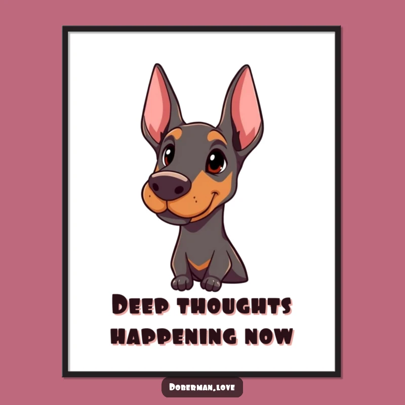 Elegant Funny Doberman Head Tilt Poster: Wall Art, Sophisticated Funny Gift Decor