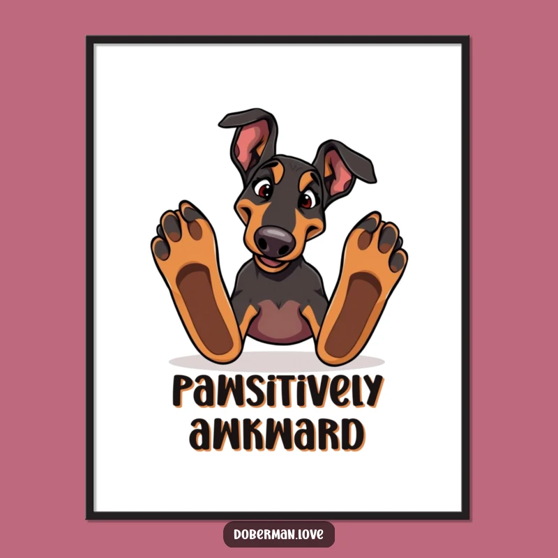 Funny Doberman Tripping Poster: Adorn Walls with Canine Comedy, a Quirky Funny Gift