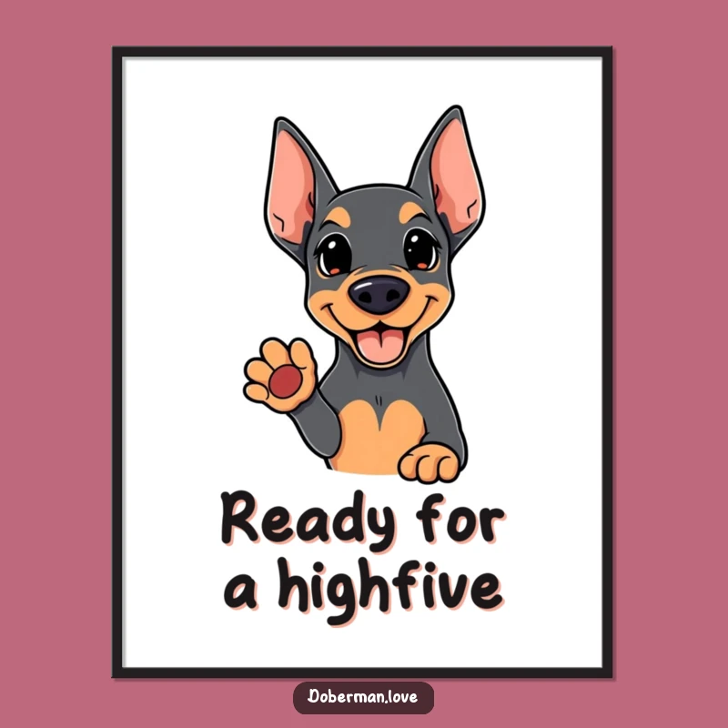 Funny Kawaii Doberman Poster: Adorable Paw Art, Wonderful Funny Gift Decor